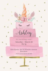 Unicorn Cake - Birthday Invitation